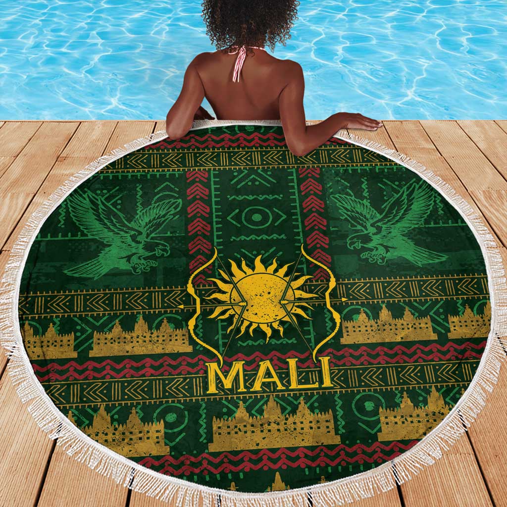 Mali Beach Blanket Golden Sun And Mosque Patterns Retro Style
