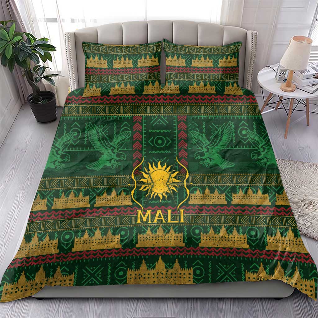Mali Bedding Set Golden Sun And Mosque Patterns Retro Style