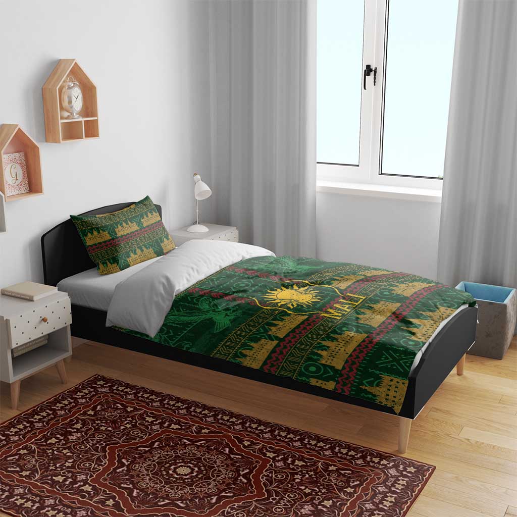 Mali Bedding Set Golden Sun And Mosque Patterns Retro Style