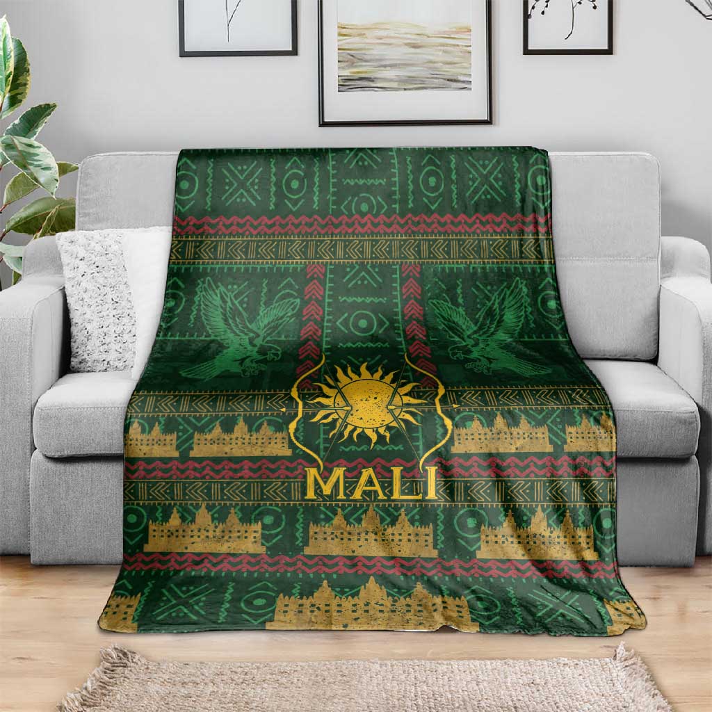 Mali Blanket Golden Sun And Mosque Patterns Retro Style