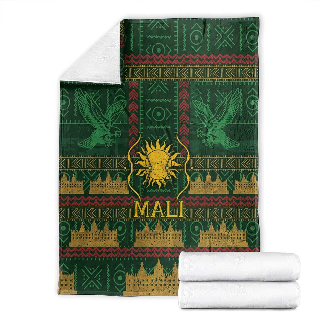 Mali Blanket Golden Sun And Mosque Patterns Retro Style