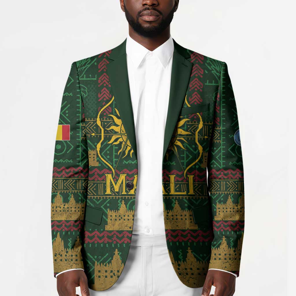 Mali Blazer Golden Sun And Mosque Patterns Retro Style