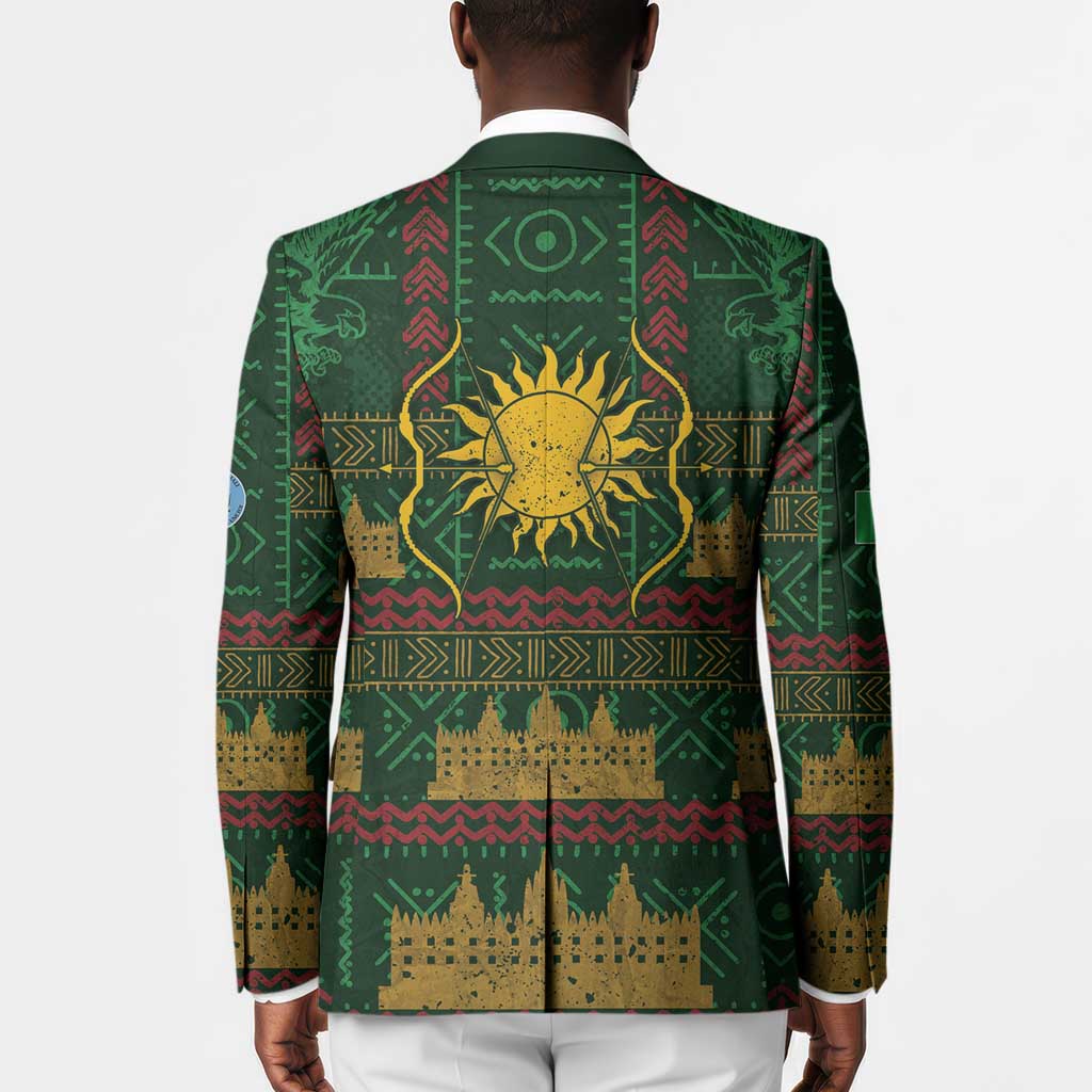 Mali Blazer Golden Sun And Mosque Patterns Retro Style