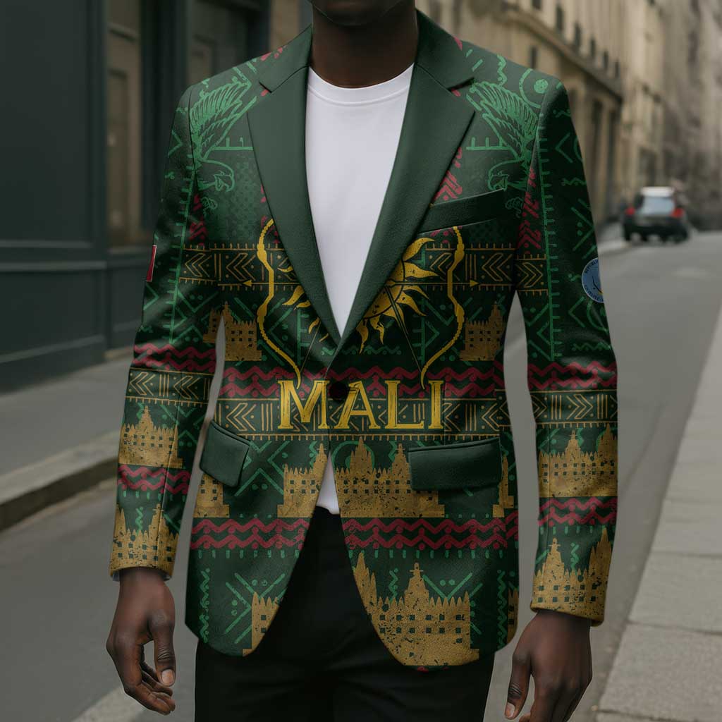Mali Blazer Golden Sun And Mosque Patterns Retro Style