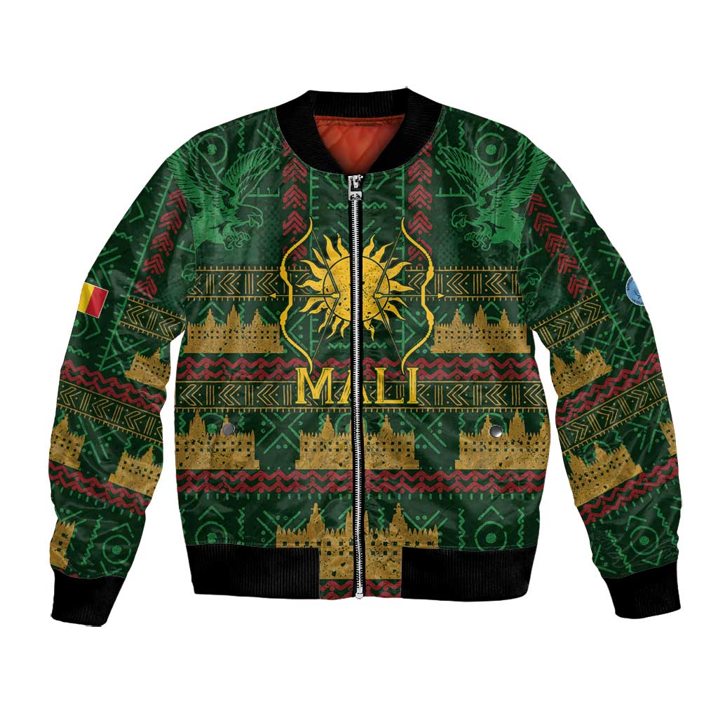 Mali Bomber Jacket Golden Sun And Mosque Patterns Retro Style