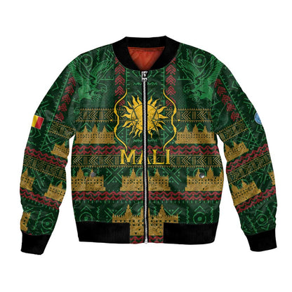 Mali Bomber Jacket Golden Sun And Mosque Patterns Retro Style