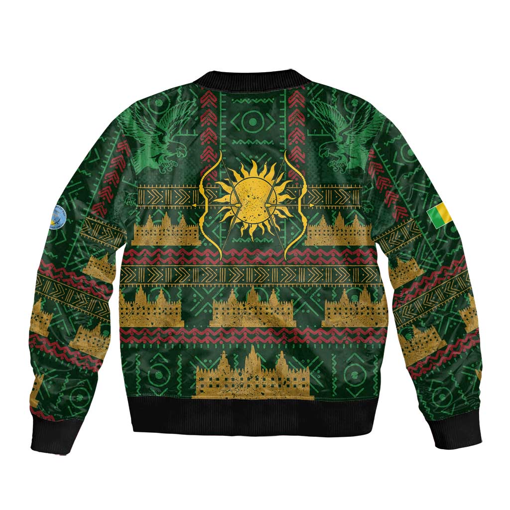 Mali Bomber Jacket Golden Sun And Mosque Patterns Retro Style