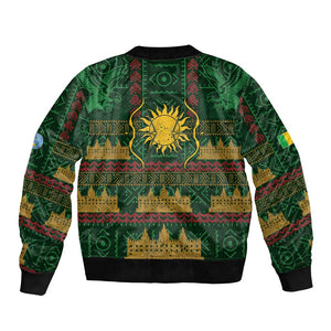 Mali Bomber Jacket Golden Sun And Mosque Patterns Retro Style