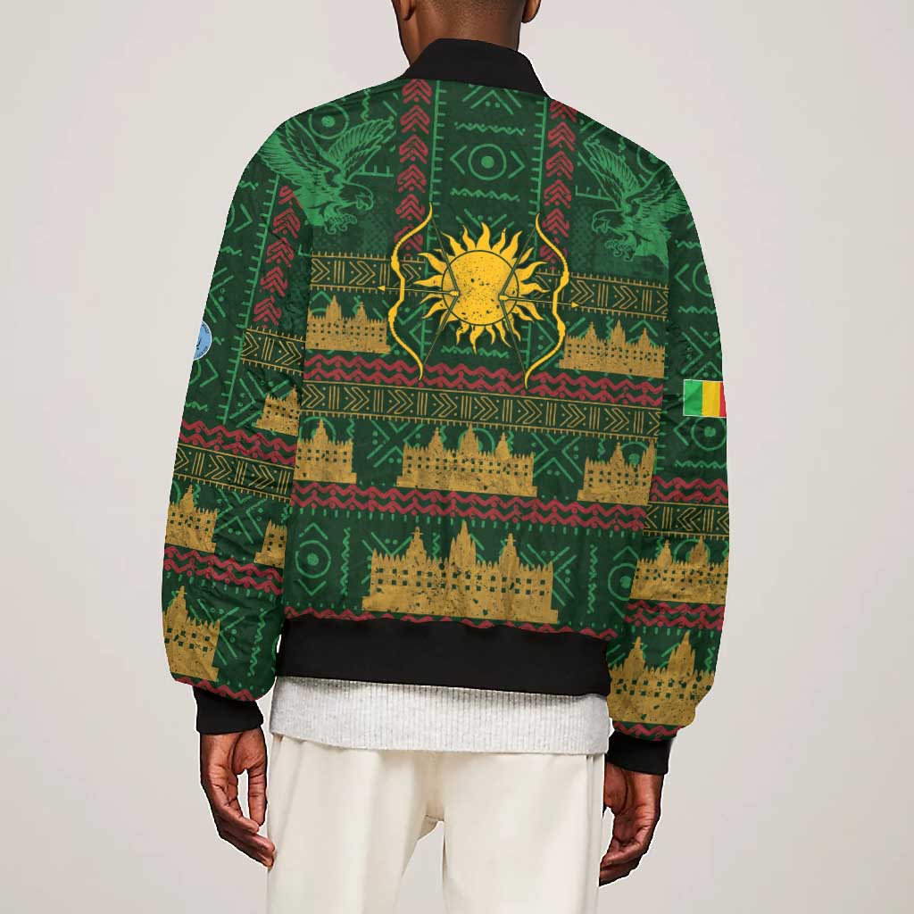 Mali Bomber Jacket Golden Sun And Mosque Patterns Retro Style