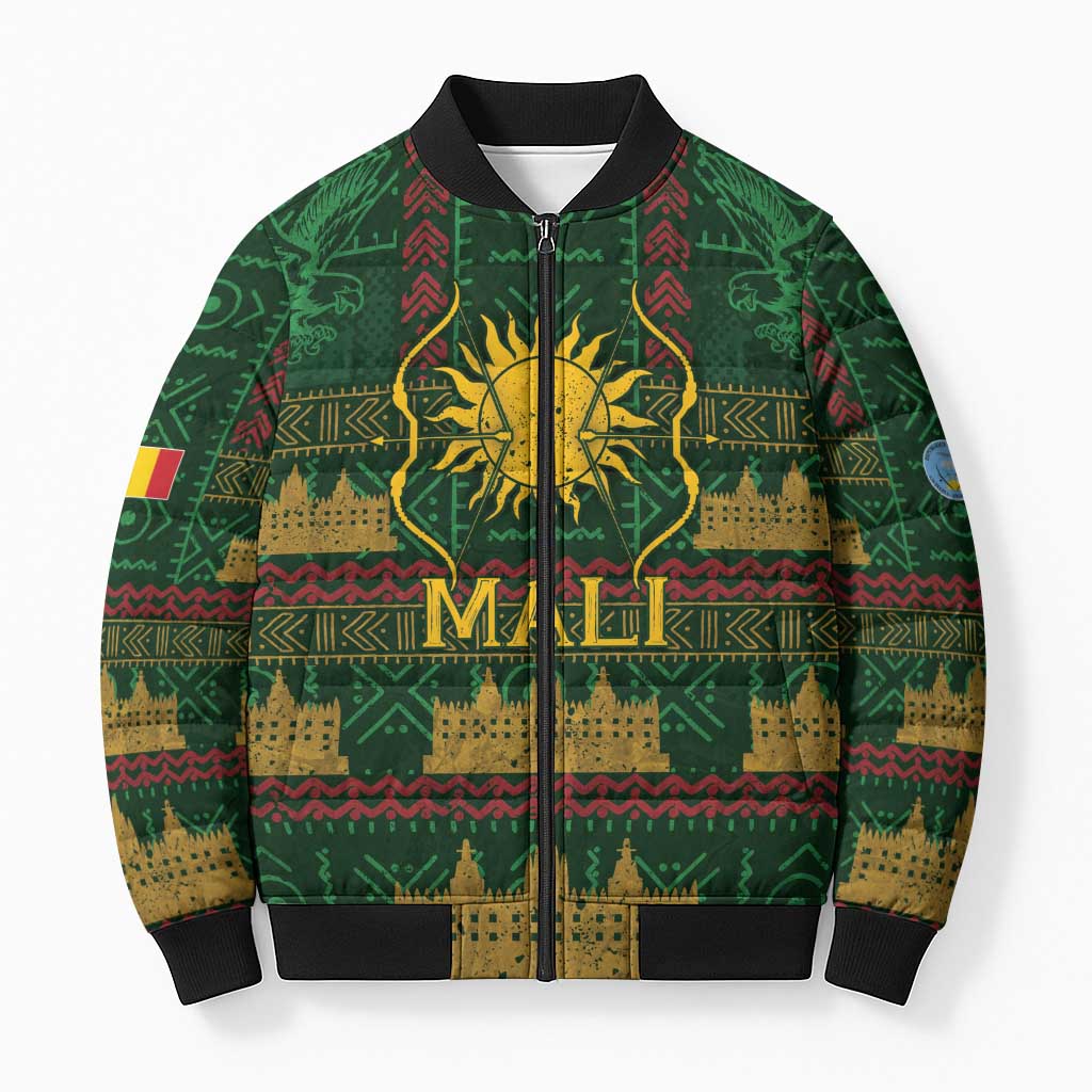 Mali Bomber Puffer Jacket Golden Sun And Mosque Patterns Retro Style