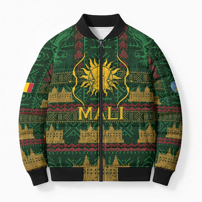 Mali Bomber Puffer Jacket Golden Sun And Mosque Patterns Retro Style