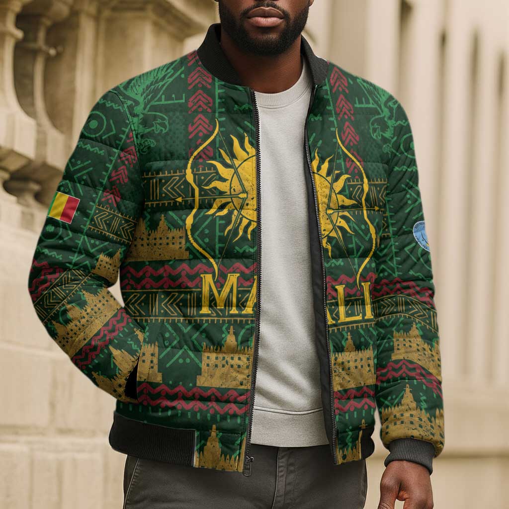 Mali Bomber Puffer Jacket Golden Sun And Mosque Patterns Retro Style