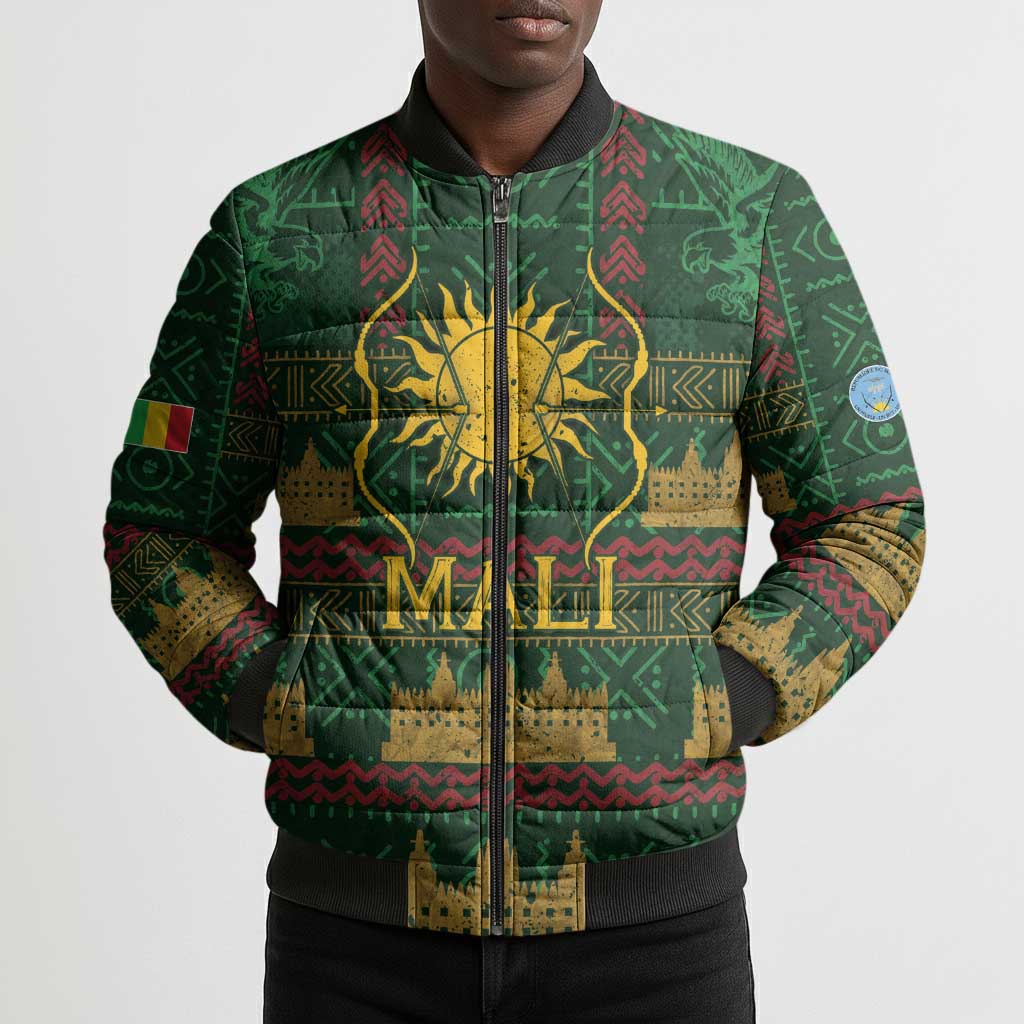 Mali Bomber Puffer Jacket Golden Sun And Mosque Patterns Retro Style