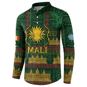 Mali Button Sweatshirt Golden Sun And Mosque Patterns Retro Style