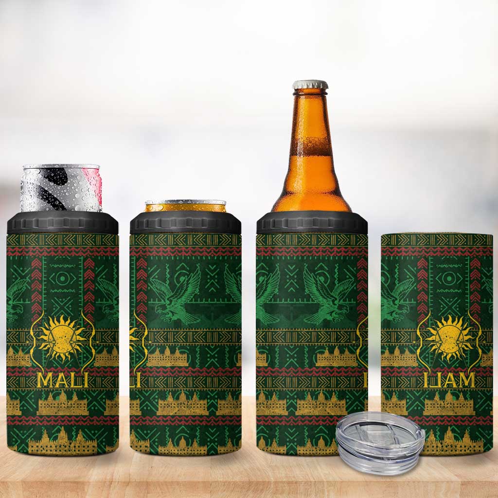 Mali 4 in 1 Can Cooler Tumbler Golden Sun And Mosque Patterns Retro Style