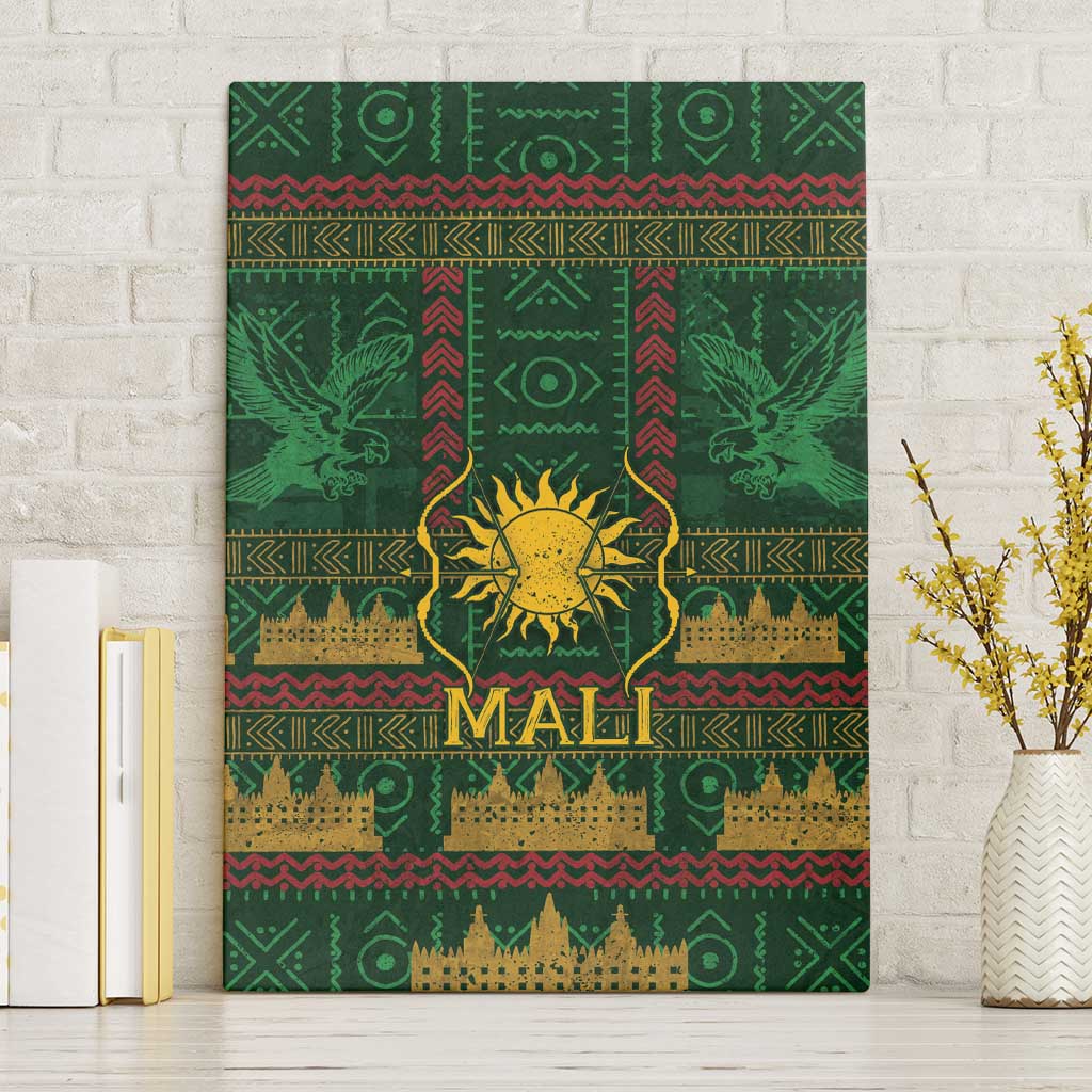 Mali Canvas Wall Art Golden Sun And Mosque Patterns Retro Style