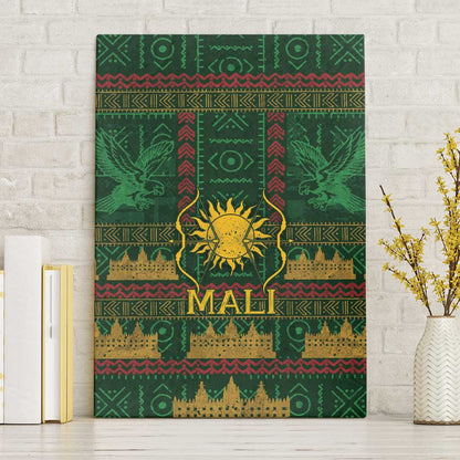 Mali Canvas Wall Art Golden Sun And Mosque Patterns Retro Style