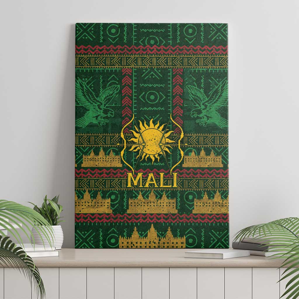 Mali Canvas Wall Art Golden Sun And Mosque Patterns Retro Style