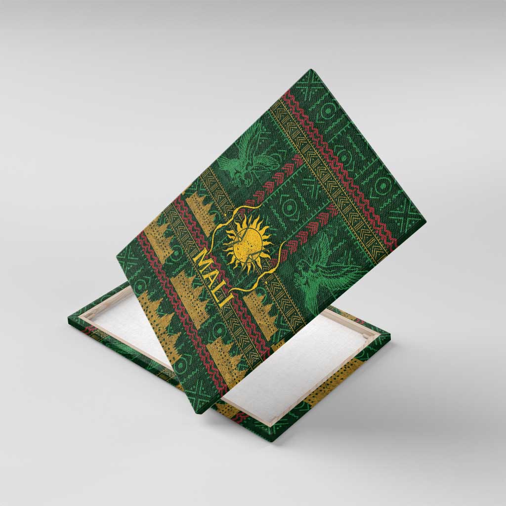 Mali Canvas Wall Art Golden Sun And Mosque Patterns Retro Style