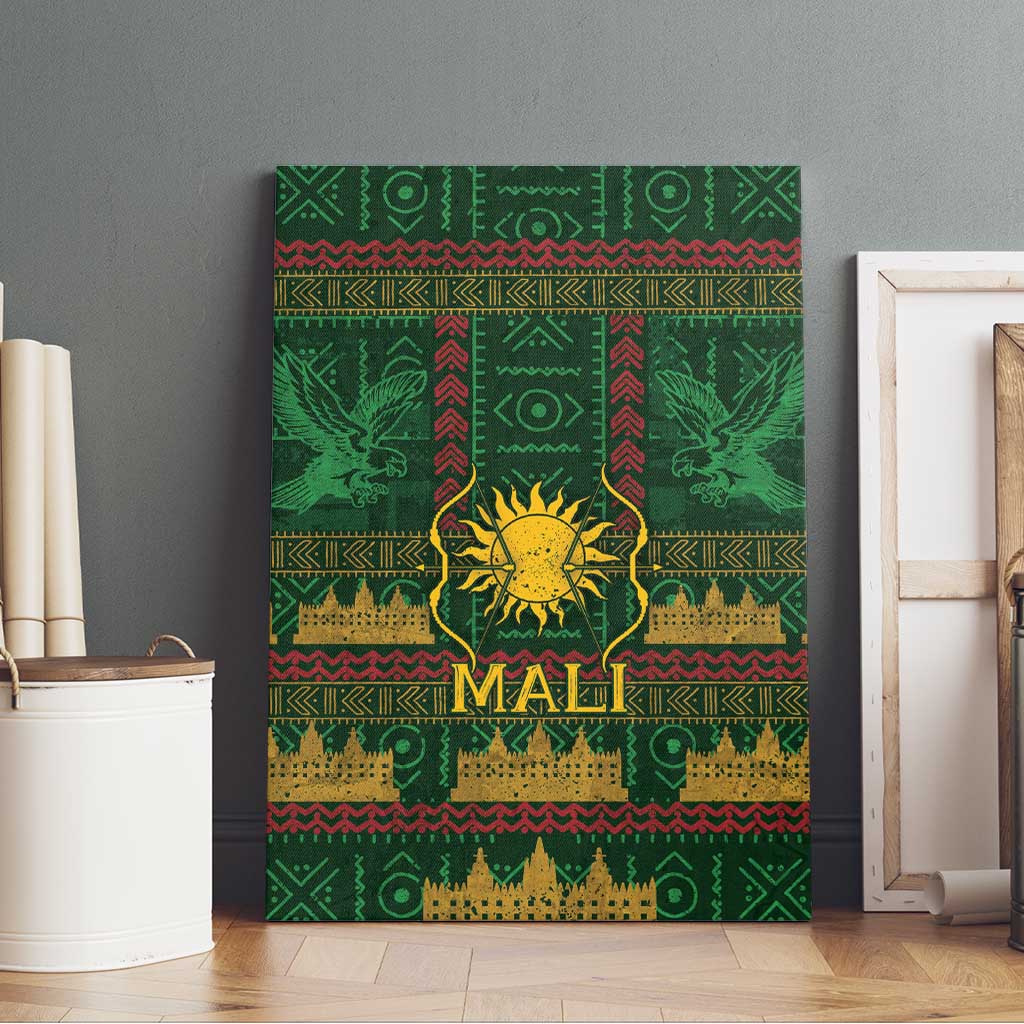 Mali Canvas Wall Art Golden Sun And Mosque Patterns Retro Style