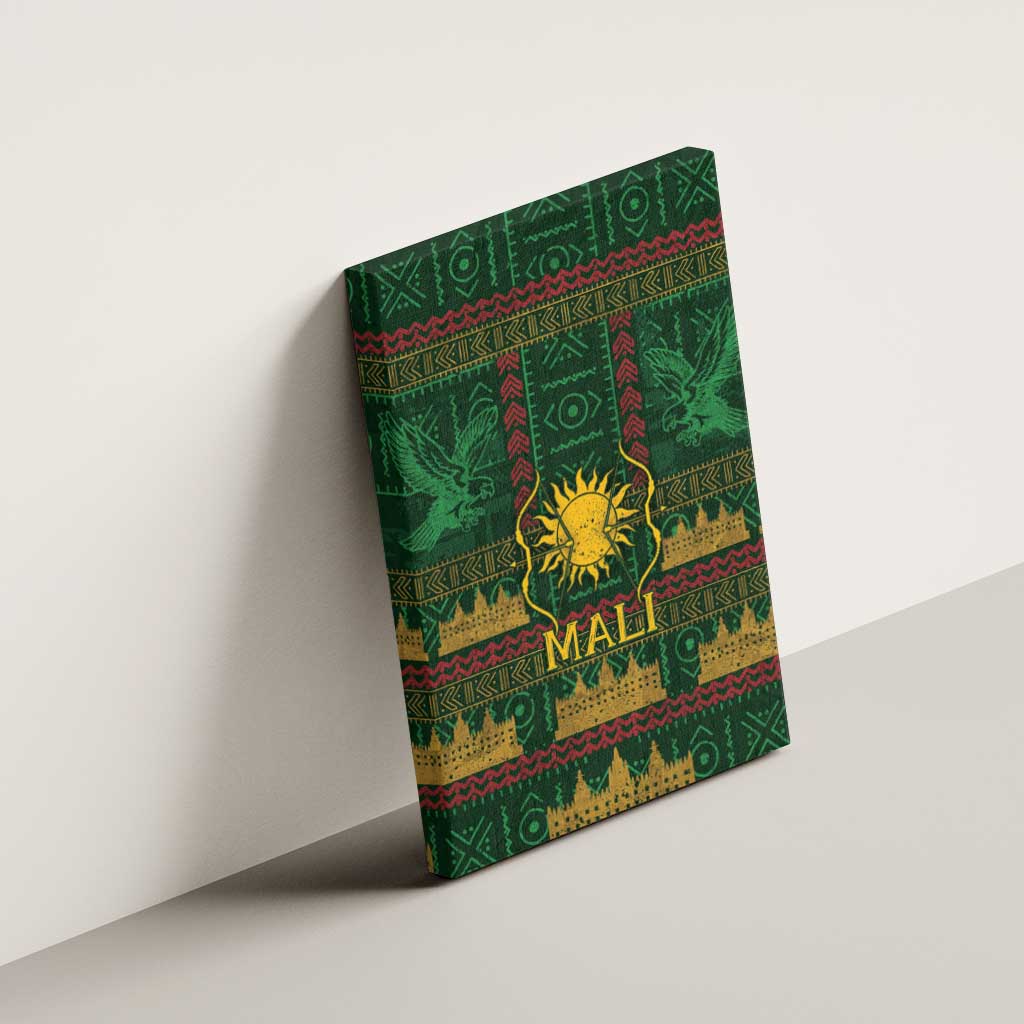 Mali Canvas Wall Art Golden Sun And Mosque Patterns Retro Style