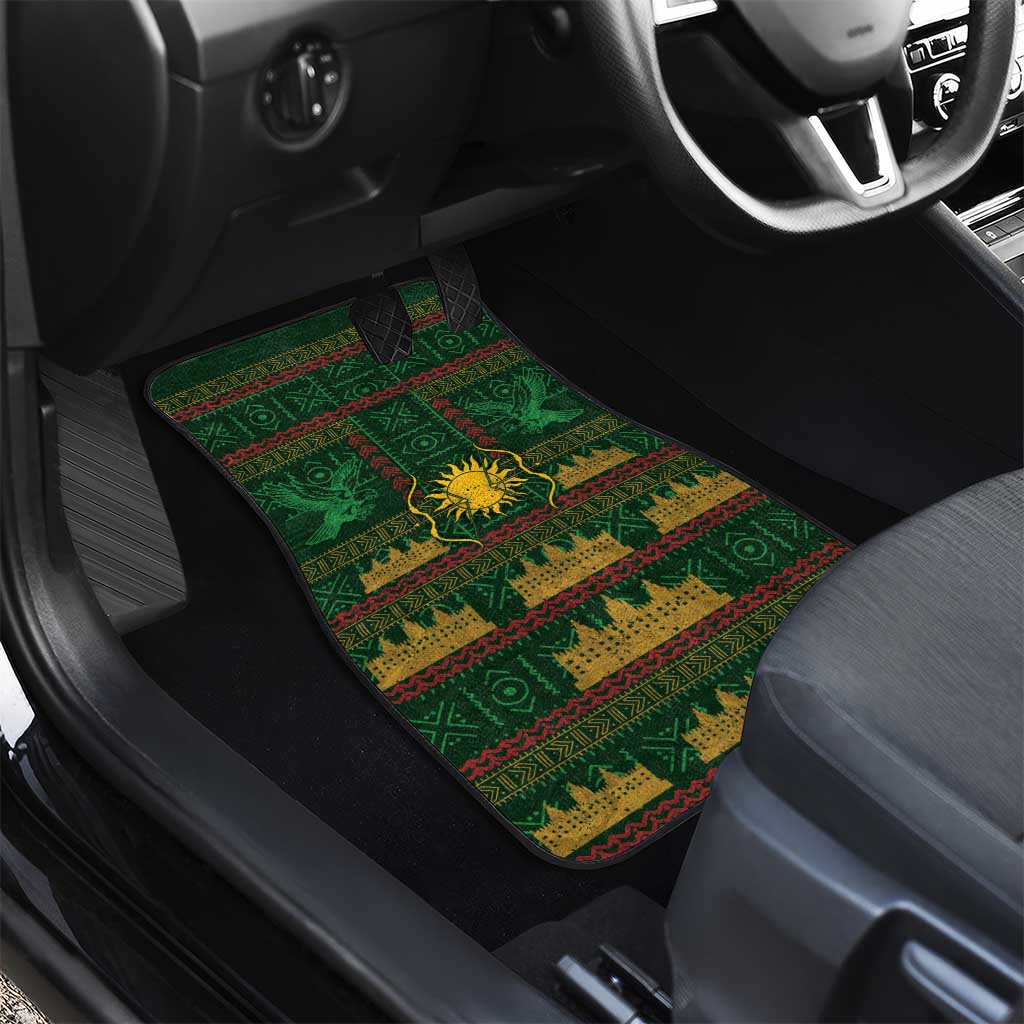 Mali Car Mats Golden Sun And Mosque Patterns Retro Style