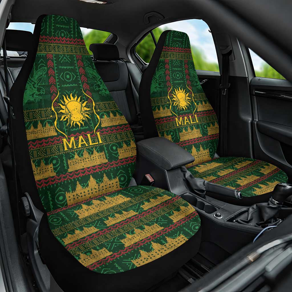 Mali Car Seat Cover Golden Sun And Mosque Patterns Retro Style