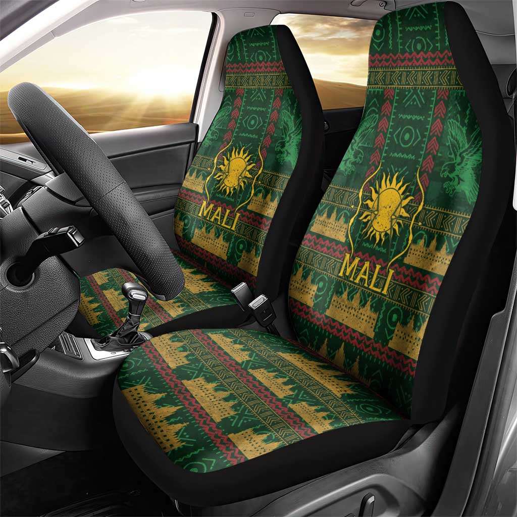 Mali Car Seat Cover Golden Sun And Mosque Patterns Retro Style