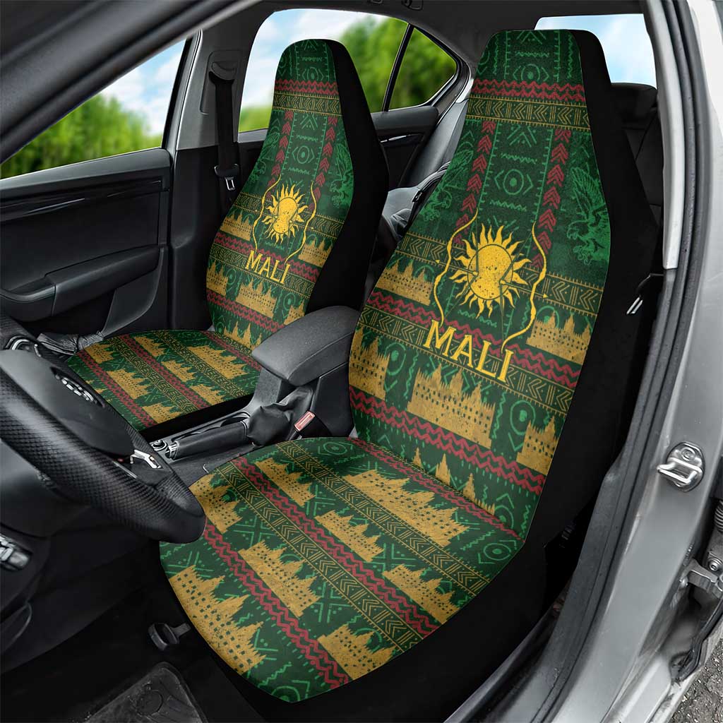 Mali Car Seat Cover Golden Sun And Mosque Patterns Retro Style