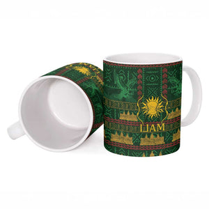 Mali Ceramic Mug Golden Sun And Mosque Patterns Retro Style