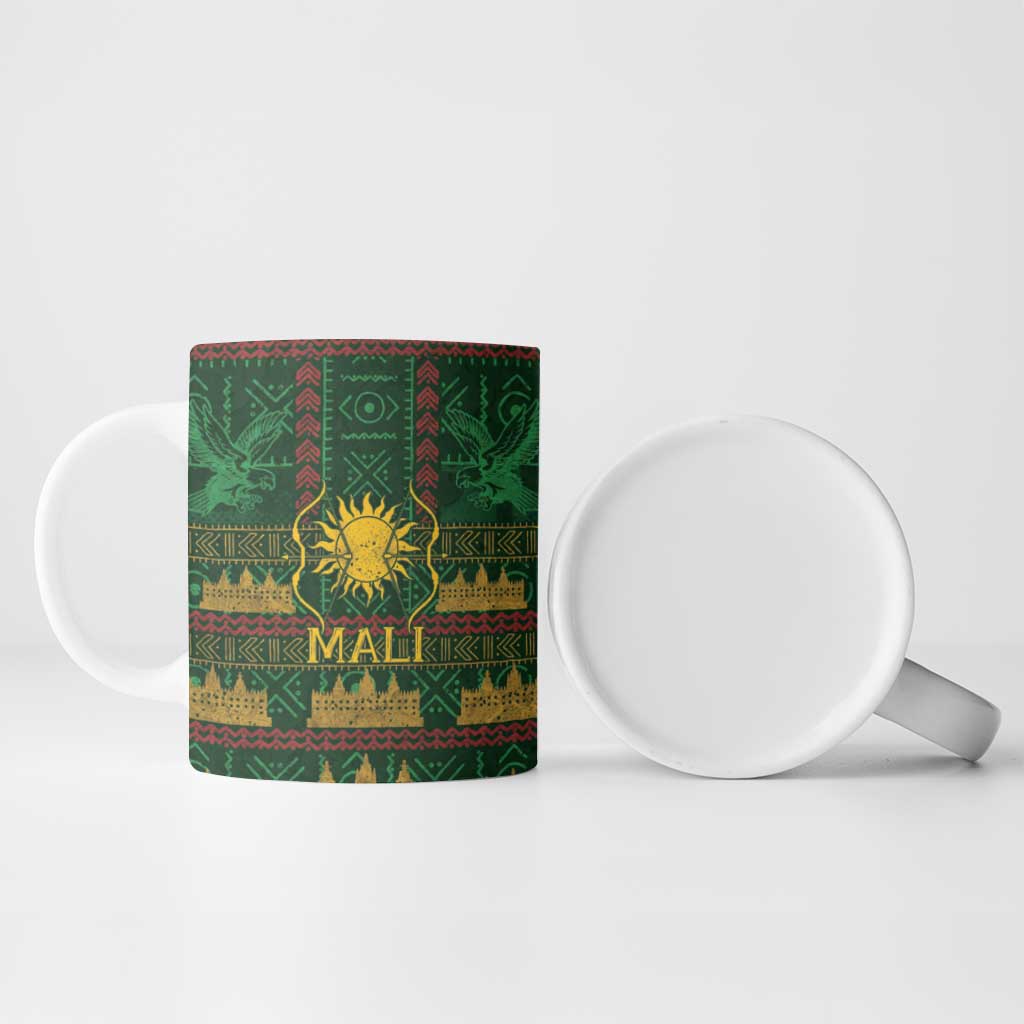 Mali Ceramic Mug Golden Sun And Mosque Patterns Retro Style