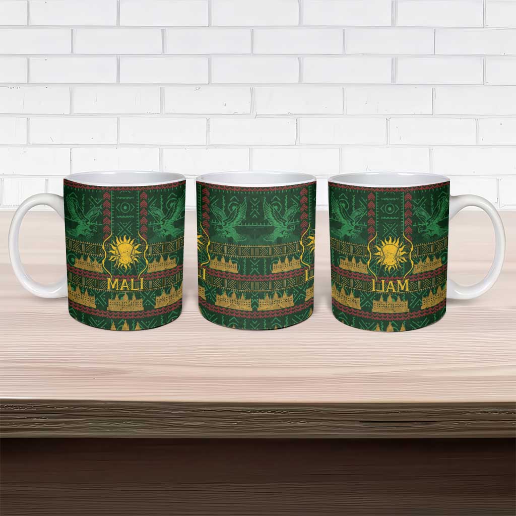 Mali Ceramic Mug Golden Sun And Mosque Patterns Retro Style