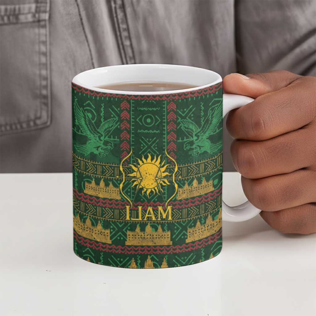 Mali Ceramic Mug Golden Sun And Mosque Patterns Retro Style