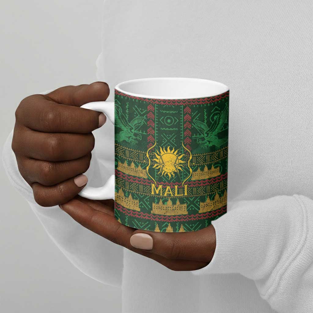 Mali Ceramic Mug Golden Sun And Mosque Patterns Retro Style
