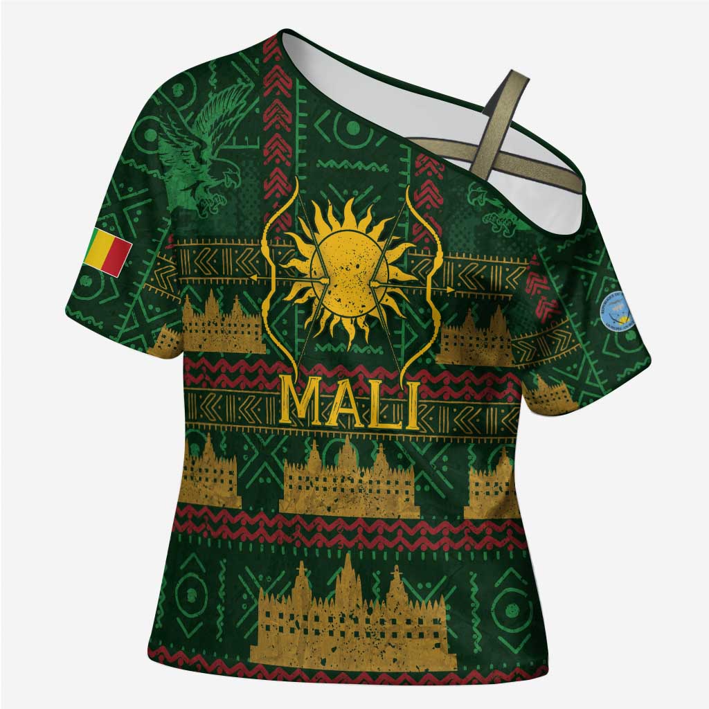 Mali Cross Shoulder Shirt Golden Sun And Mosque Patterns Retro Style