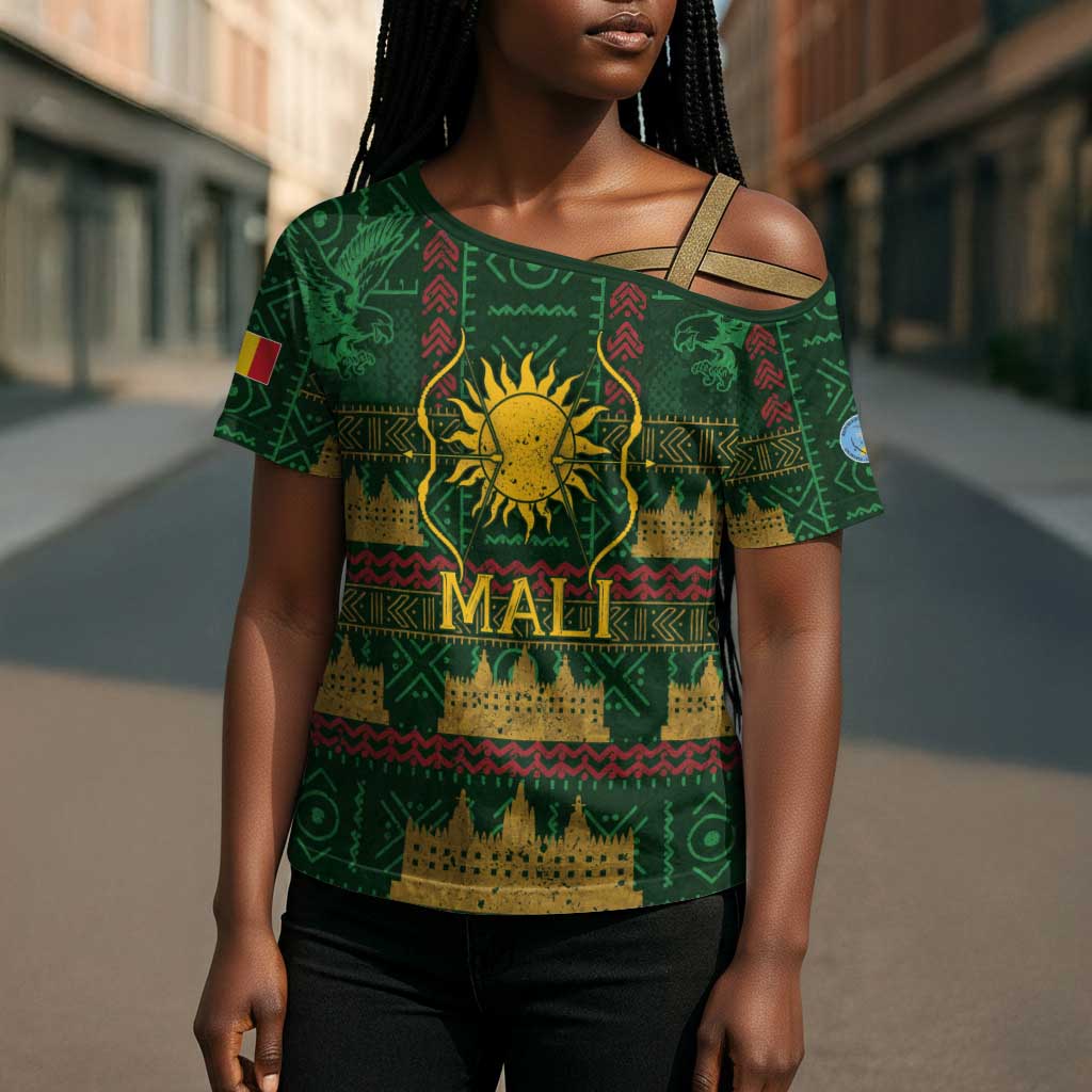 Mali Cross Shoulder Shirt Golden Sun And Mosque Patterns Retro Style