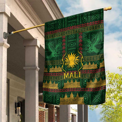 Mali Garden Flag Golden Sun And Mosque Patterns Retro Style