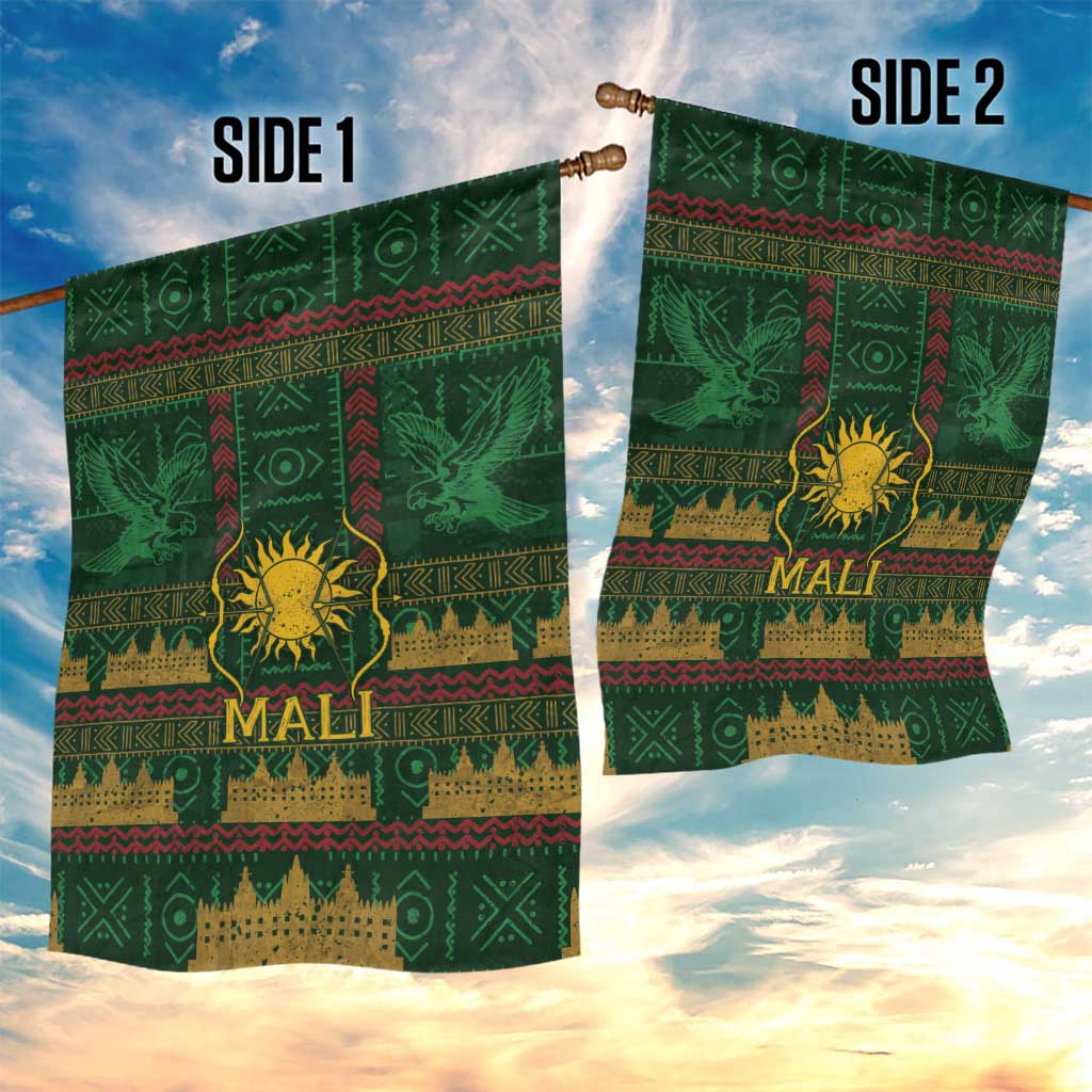 Mali Garden Flag Golden Sun And Mosque Patterns Retro Style