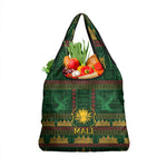 Mali Grocery Bag Golden Sun And Mosque Patterns Retro Style