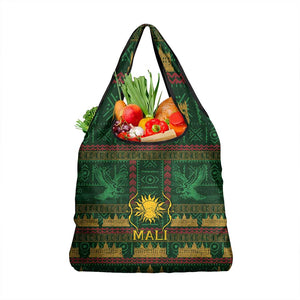 Mali Grocery Bag Golden Sun And Mosque Patterns Retro Style