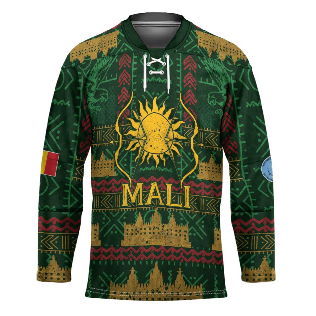 Mali Hockey Jersey Golden Sun And Mosque Patterns Retro Style