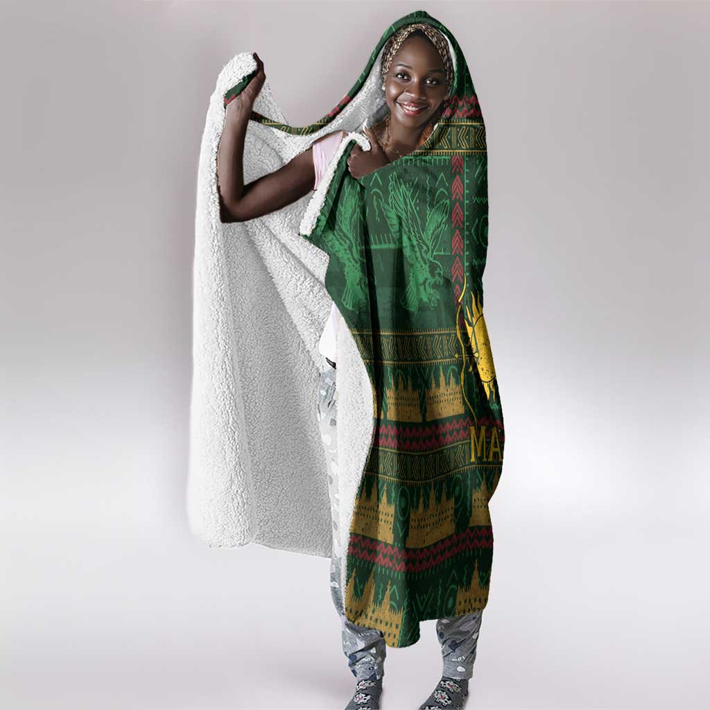 Mali Hooded Blanket Golden Sun And Mosque Patterns Retro Style