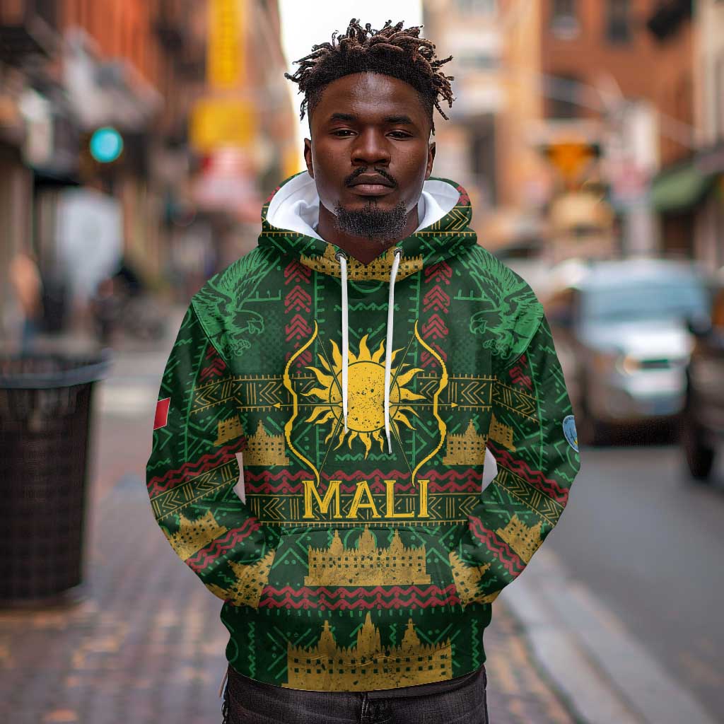 Mali Hoodie Golden Sun And Mosque Patterns Retro Style