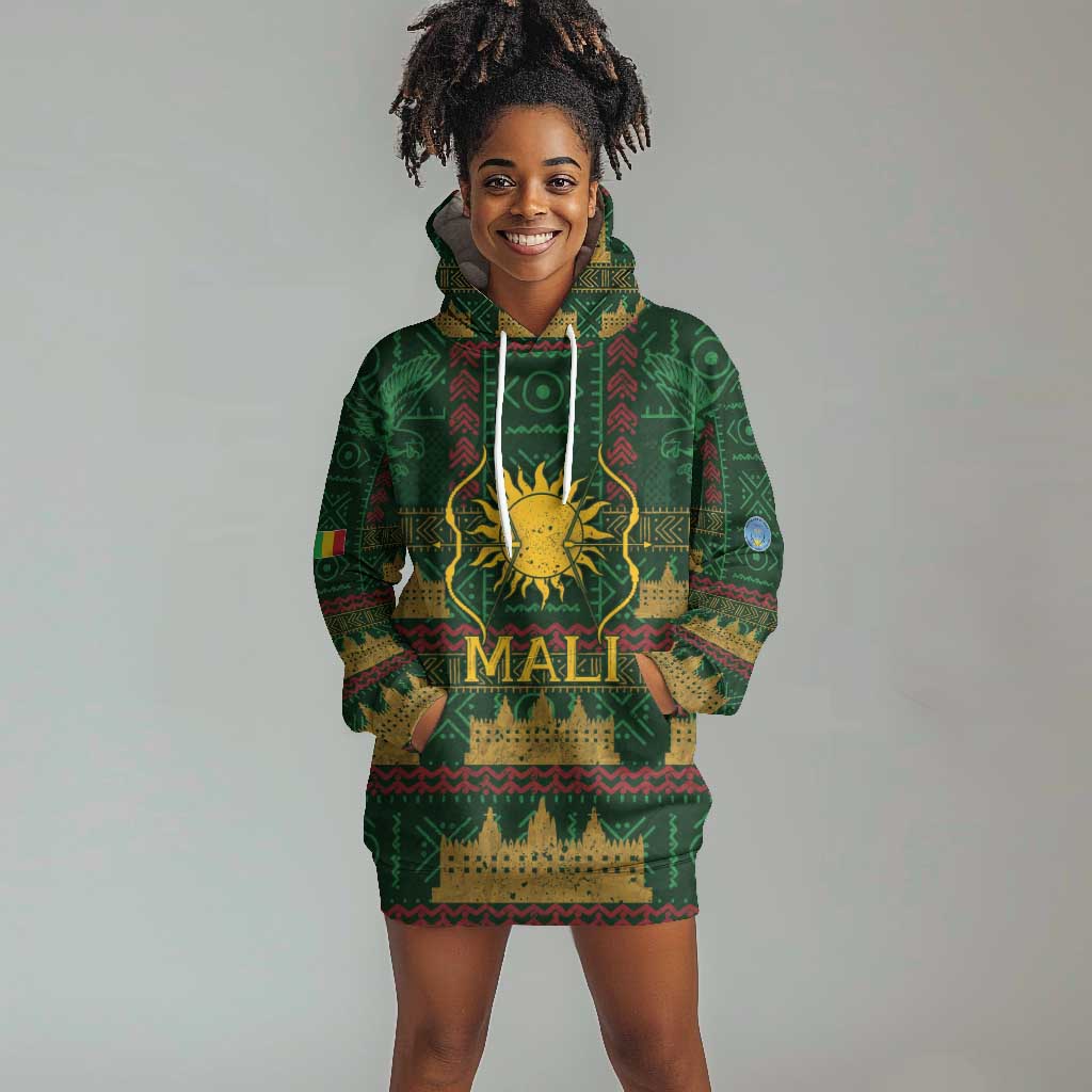 Mali Hoodie Dress Golden Sun And Mosque Patterns Retro Style