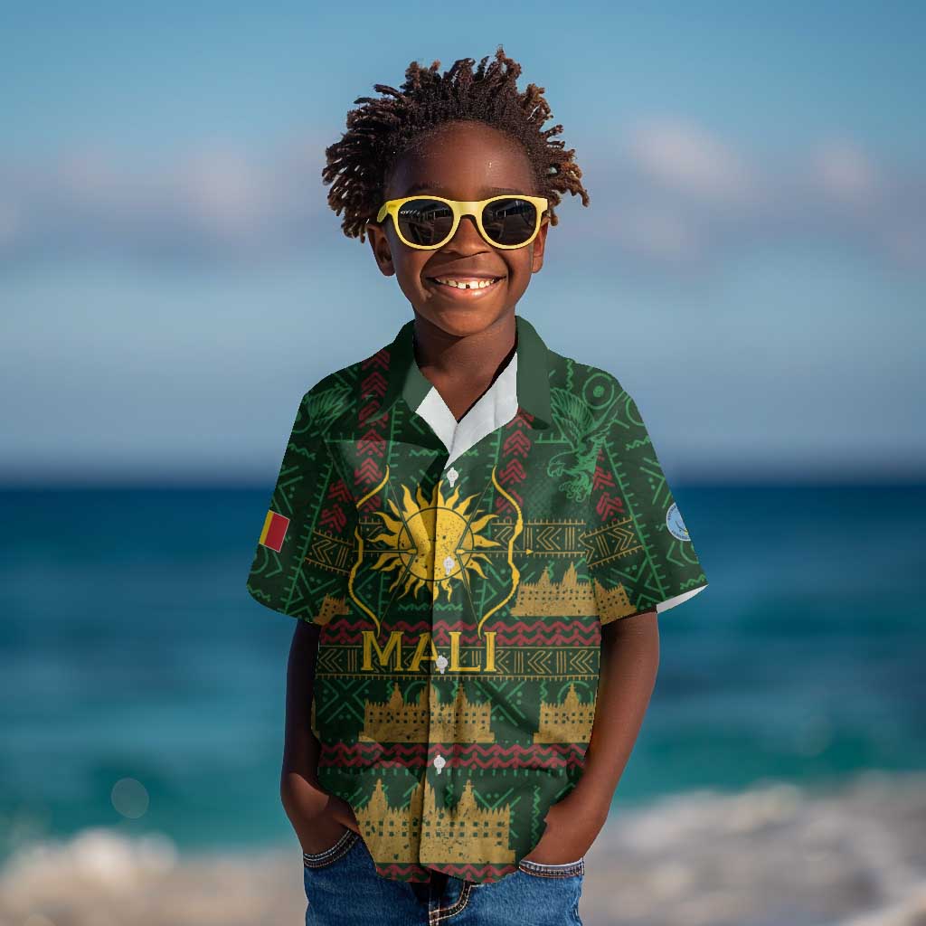 Mali Kid Hawaiian Shirt Golden Sun And Mosque Patterns Retro Style