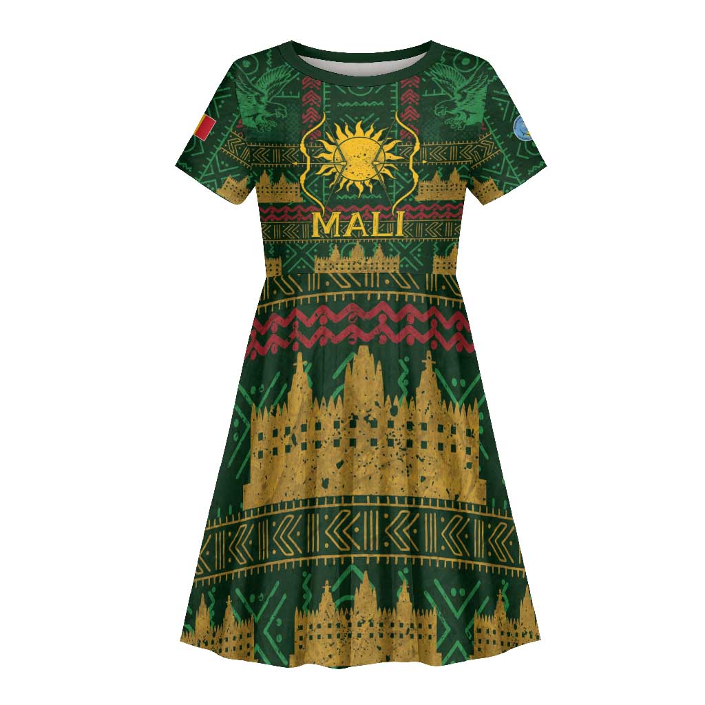 Mali Kid Short Sleeve Dress Golden Sun And Mosque Patterns Retro Style