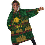 Mali Kid Wearable Blanket Hoodie Golden Sun And Mosque Patterns Retro Style