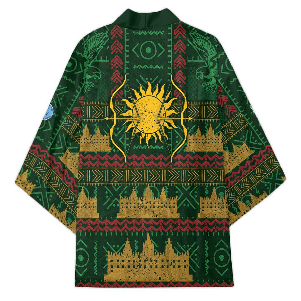 Mali Kimono Golden Sun And Mosque Patterns Retro Style