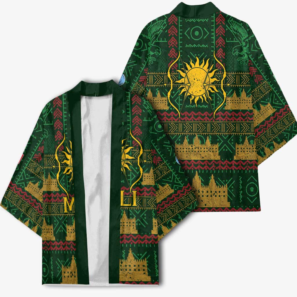 Mali Kimono Golden Sun And Mosque Patterns Retro Style