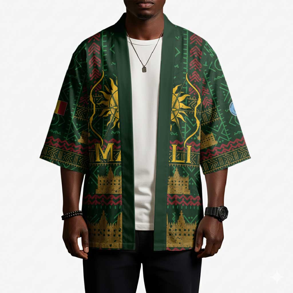 Mali Kimono Golden Sun And Mosque Patterns Retro Style